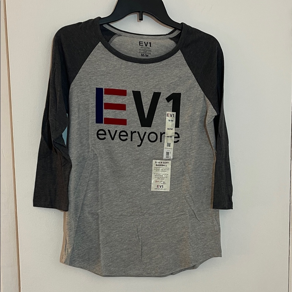 EV1 Women’s 3/4 Sleeve Raglan Tee - Gray and Black